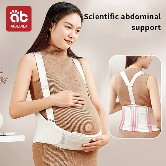 Baby Belly Support Belt for pregnancy, made from 100% cotton knitted fabric for breathable, gentle support. Reduces pressure on the back and pelvic area, alleviating lower back pain, pelvic discomfort, and pregnancy strains. Adjustable adhesive fit ensures a secure, comfortable wear for expectant moms in any trimester.