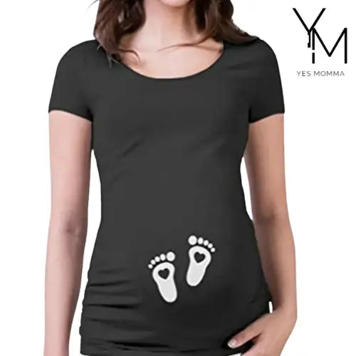 Women T-Shirts Slim Maternity Funny Letter Tops O-Neck Pregnancy Women - Yes Momma