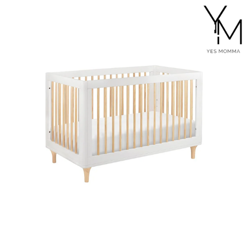 3-in-1 Convertible Crib with Toddler Bed Conversion Kit in White and Natural, Greenguard Gold Certified Yes Momma