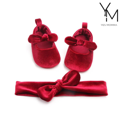 Bow Knot Baby Shoes Soft Sole Non-slip Headband Dropshipman