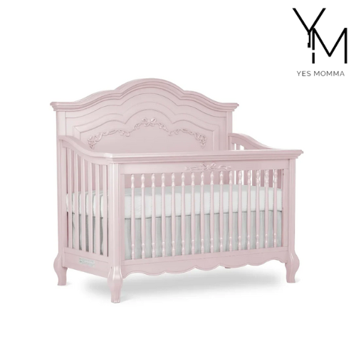 5-In-1 Convertible Crib In Dusty Rose, Greenguard Gold Certified, Features 3 Mattress Height Settings, Sturdy And Spacio Yes Momma