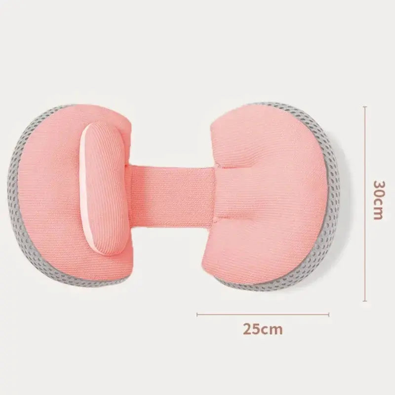  A pregnant woman comfortably resting with a C-shaped pregnancy pillow, designed to provide full-body support for the belly, lower back, and hips. Made from breathable, hypoallergenic fabric, this ergonomic pillow promotes healthy posture, reduces pressure on the spine, and enhances sleep quality. Perfect for sleeping, lounging, or postpartum nursing.