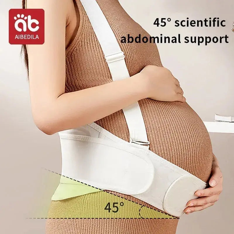 Baby Belly Support Belt for pregnancy, made from 100% cotton knitted fabric for breathable, gentle support. Reduces pressure on the back and pelvic area, alleviating lower back pain, pelvic discomfort, and pregnancy strains. Adjustable adhesive fit ensures a secure, comfortable wear for expectant moms in any trimester.