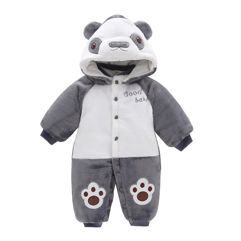 baby winter clothing grey and white bear insulated suite