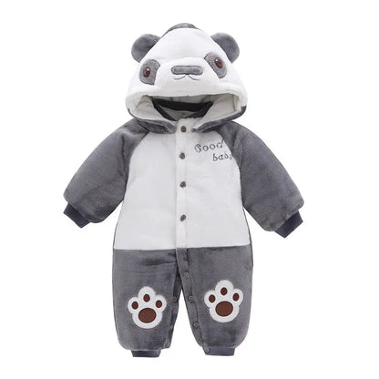 baby winter clothing grey and white bear insulated suite