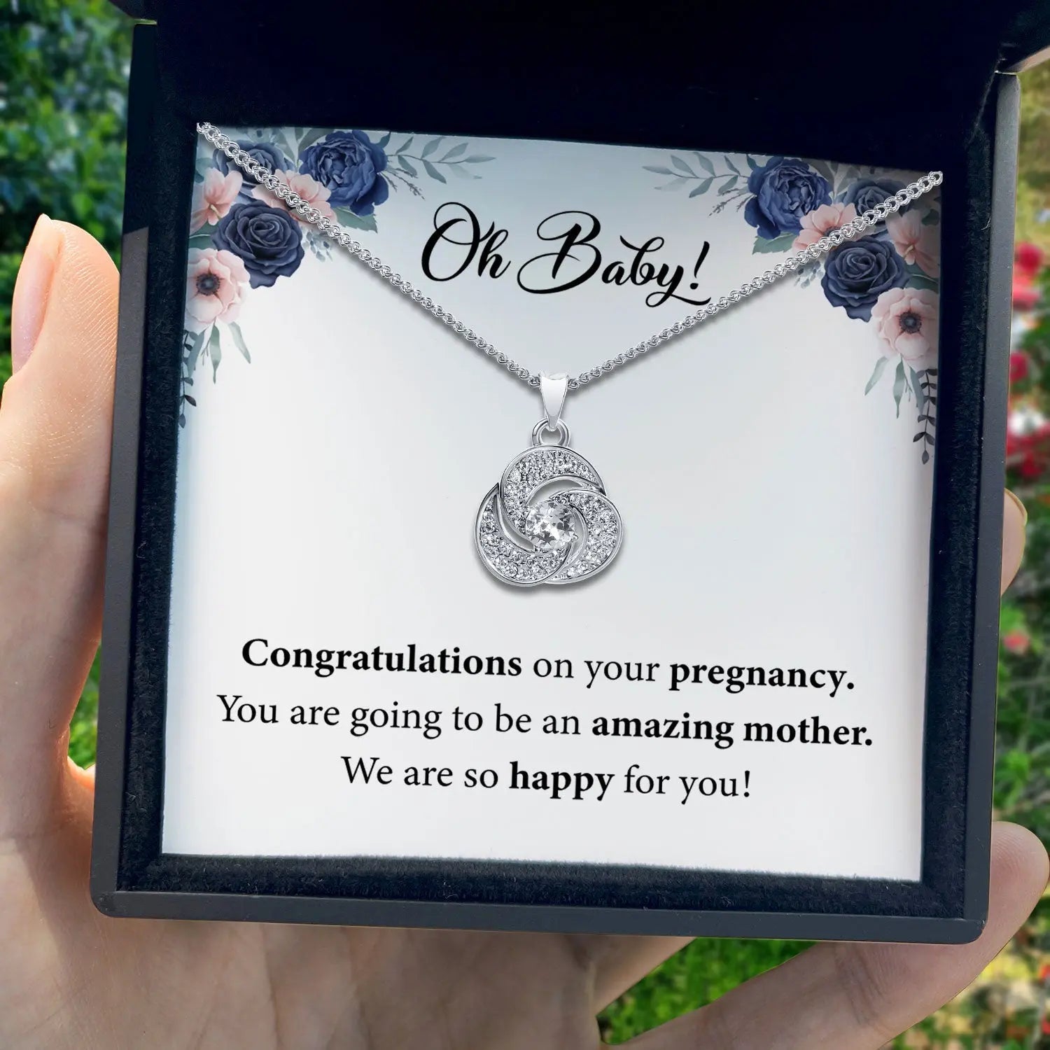 To My Baby - Congratulations On Your pregnancy - Tryndi Love Knot Necklace-1