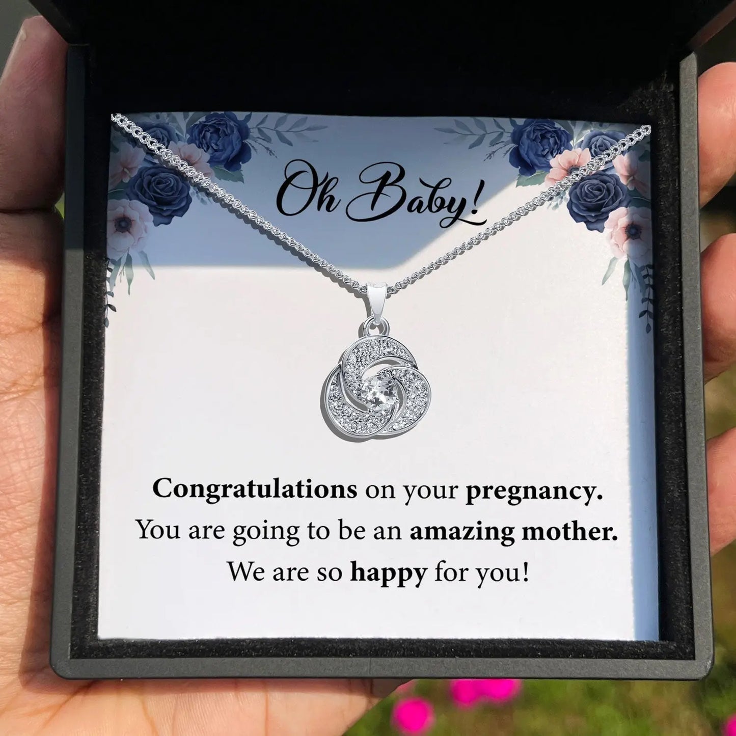 To My Baby - Congratulations On Your pregnancy - Tryndi Love Knot Necklace-4